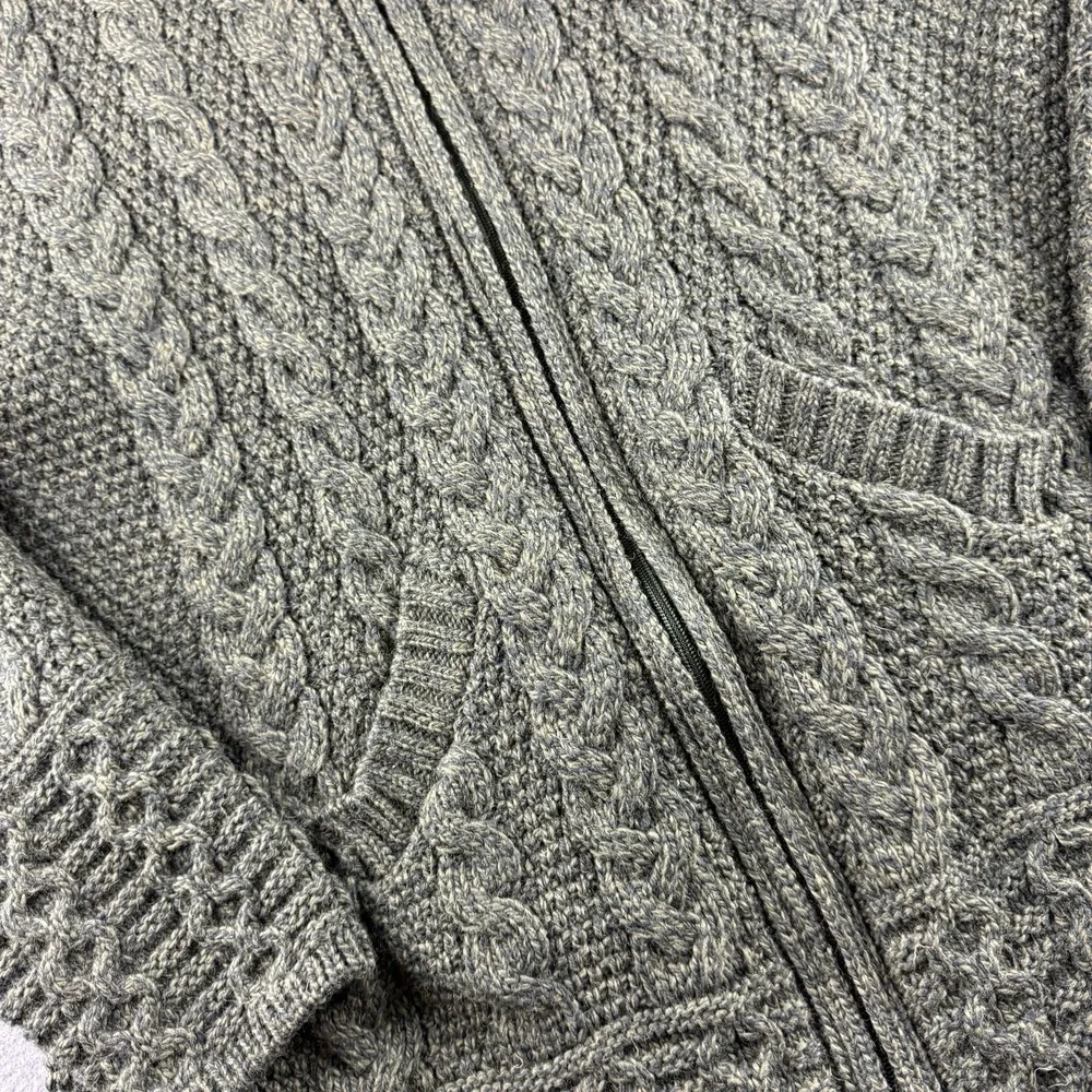 Aran Crafts Hoodie Women's 2XL Green Merino Wool Fisherman Cable Knit Full Zip - Picture 8 of 10